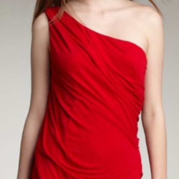 Haute Hippie One Shoulder Draped Dress Red Sz Medium - Picture 1 of 4